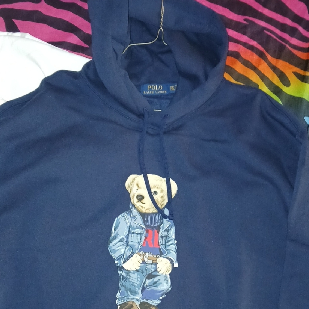 Polo by Ralph Lauren Blue Hoodie with Bear Graphic